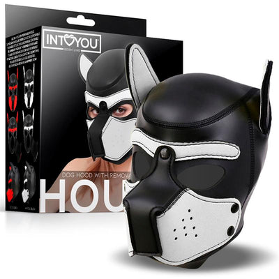 kukla maska pes s odnímateľným náhubkom čierno streiborná intoyou 