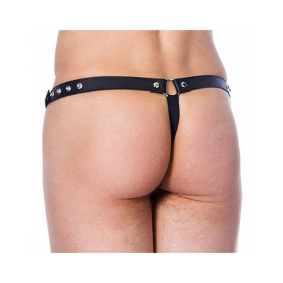 Leather G String Adjustable with Oppening