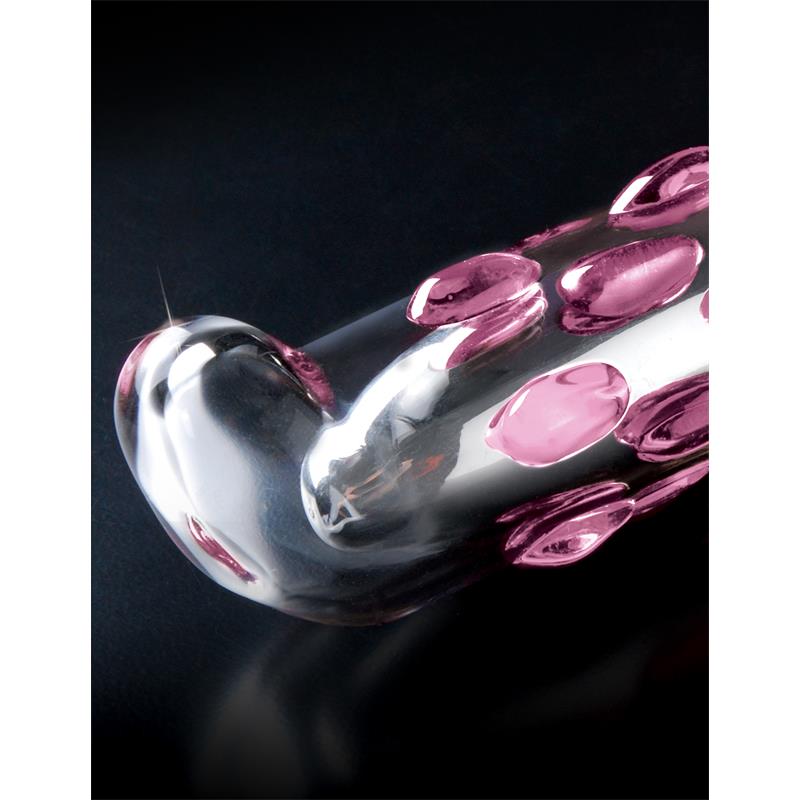 vibrátor sklenený vodeodolný icicles vibre na baterky 17,8 cm ružovo priesvitný