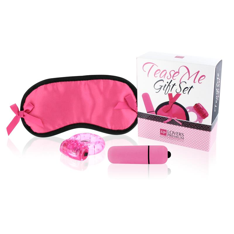 sada erotických hračiek loverspremium ružová maska na oči krúžok na penis a vibračný bulet minivibrátor