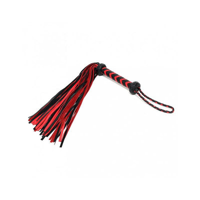 bič kožený červeno čierny braided flogger bondage play 