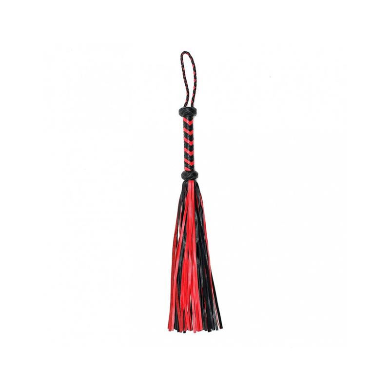 Braided Flogger Leather Black Red
