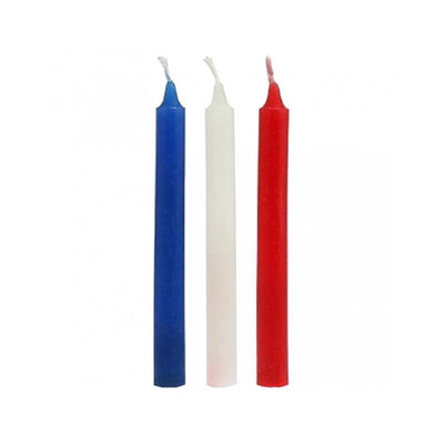 bondážne sviečky modrá červená a biela hot way candles bondage play
