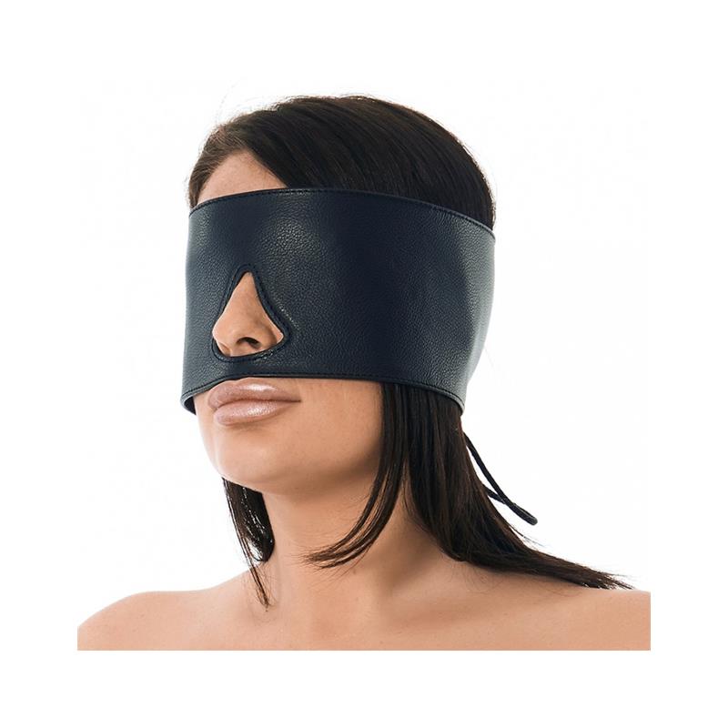 žena a maska kožená nastaviteľná čierna  blindfold bondage play 
