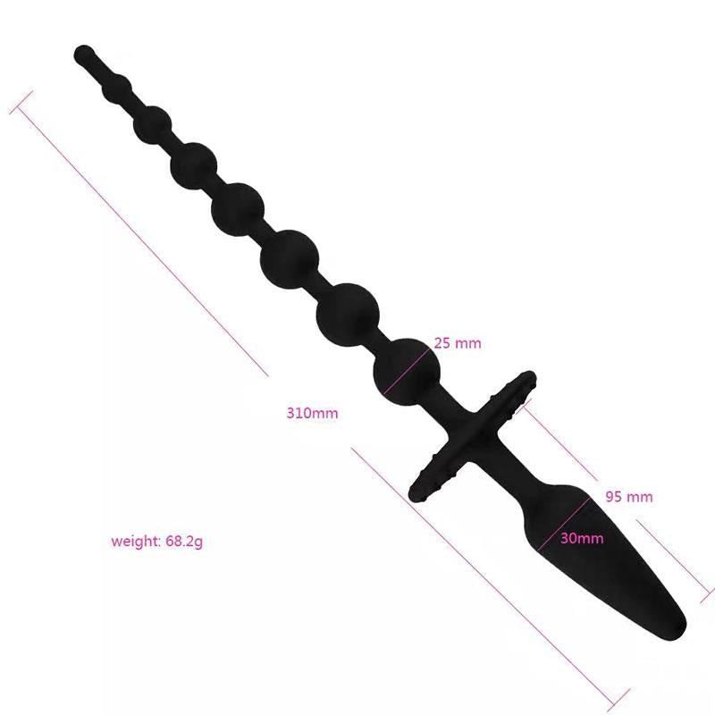 Butt Plug and Anal Chain Silicone Black