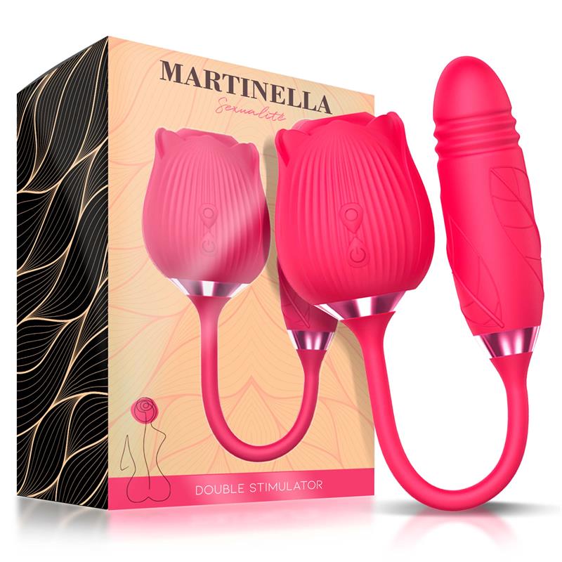 dvojitý stimulátor klitorisu a vibrátor  martinella tmavo ružová double stimulator