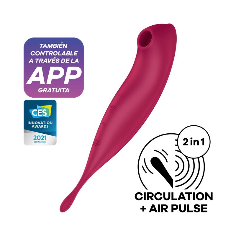 vibrátor a stimulátor twirling pro clitoris sucker satisfyer červený circulation air pulse 2 in 1